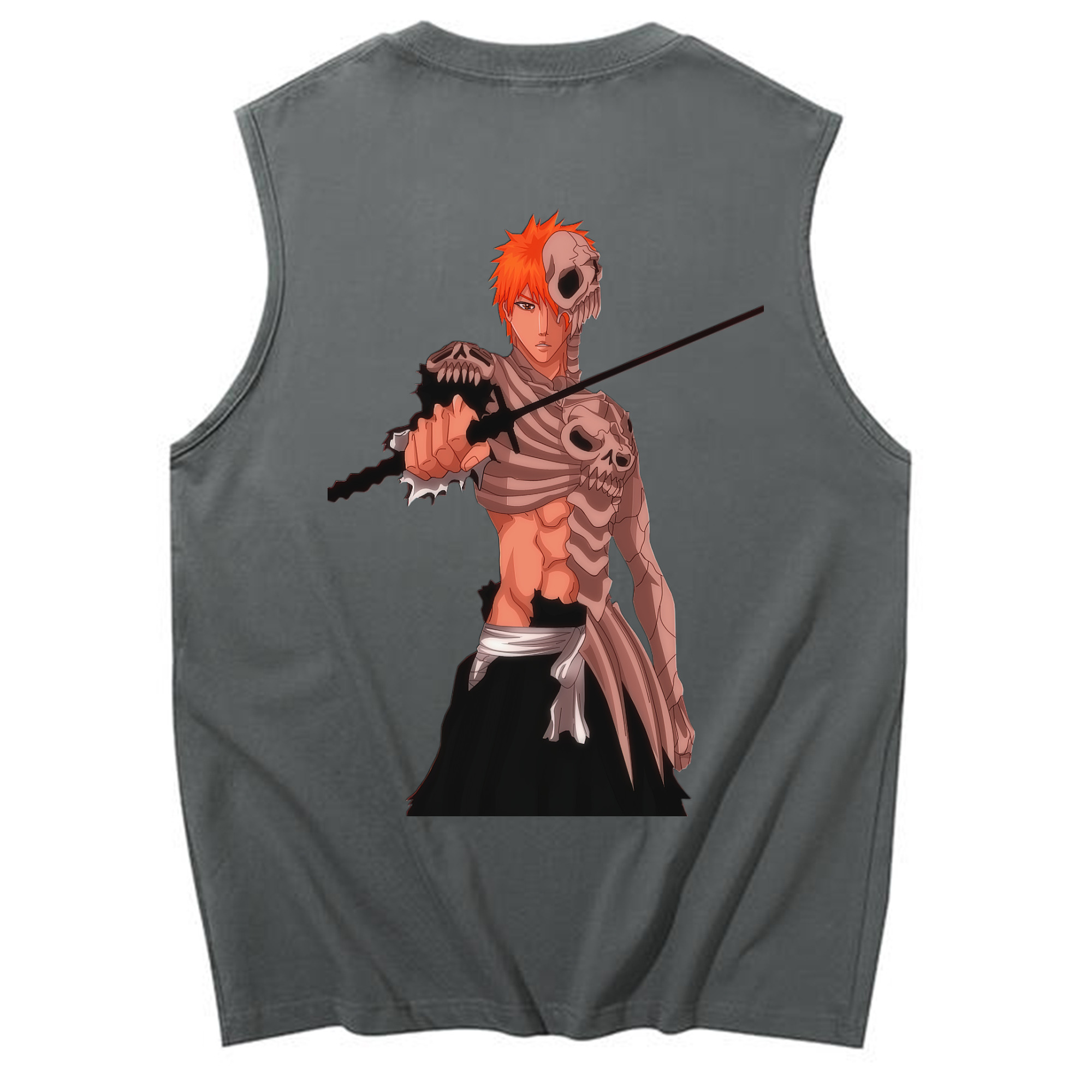 （画像用） ブリーチ 黒崎一護（くろさき いちご）BLEACH Kurosaki Ichigo コットン100％タンクトップ（背面プリント）